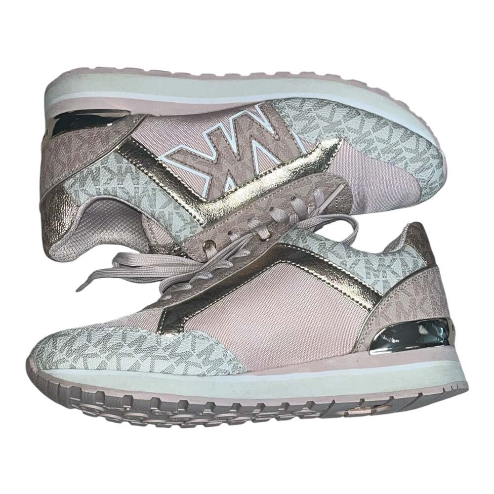 Michael Kors Maddy Two-Tone Logo and Mesh Trainer Powder Blush